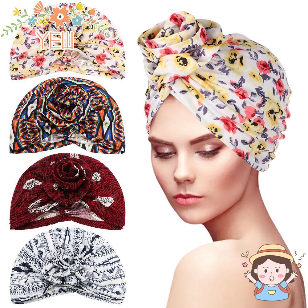 Mũ Trùm Đầu Co Giãn Đính Hoa Phong Cách Hồi Giáo Dành Cho Nữ