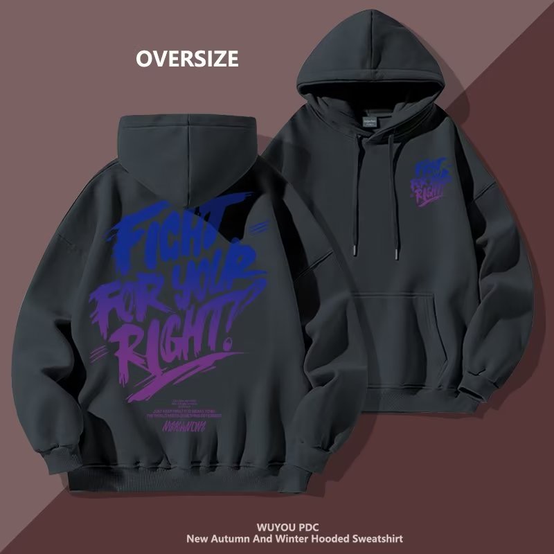 Áo hoodie Tay Dài Dáng Rộng In Chữ Tiếng Anh Đơn Giản Thời Trang Đường Phố Mỹ 2023 Cho Nam