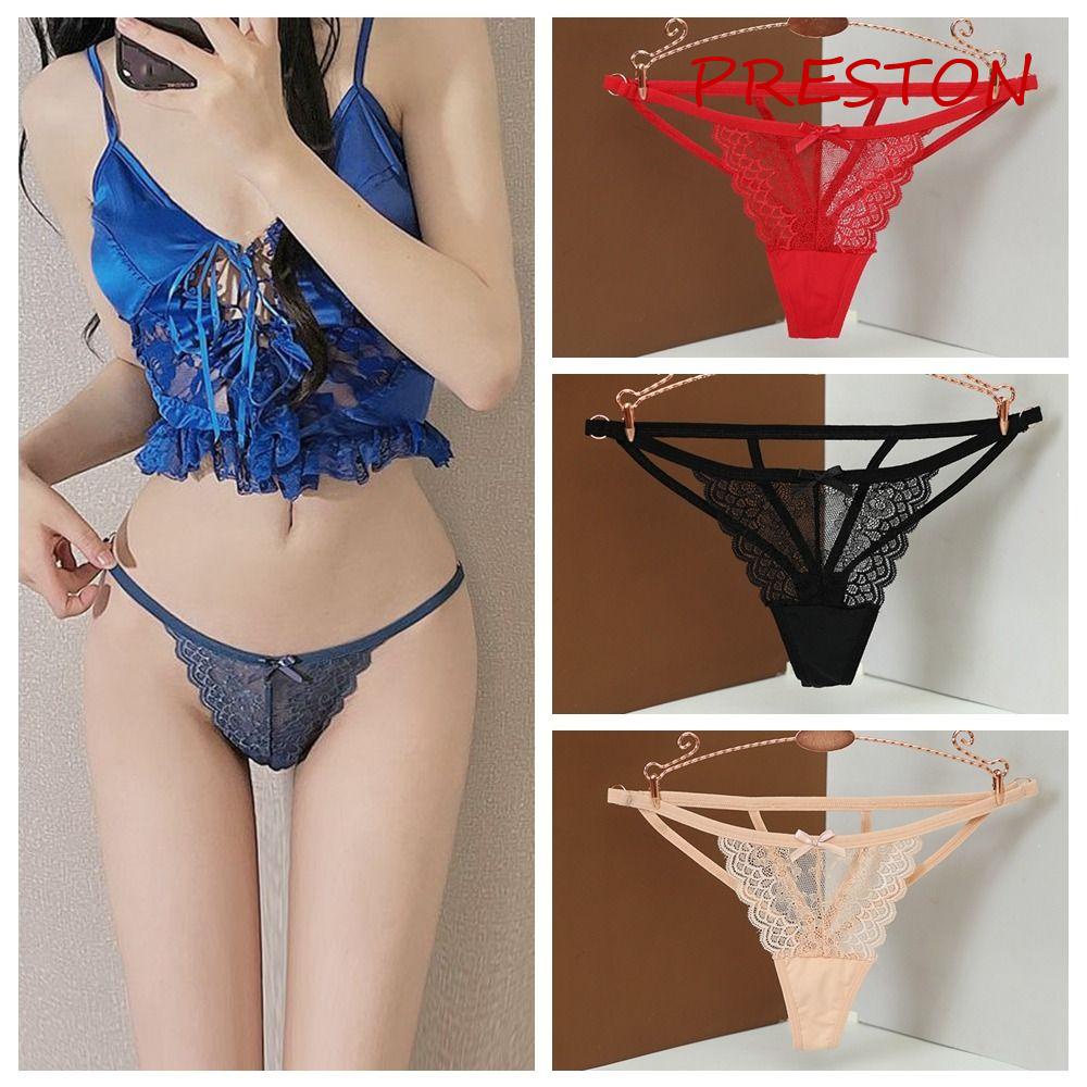 Quần Lót Ren Dây Mảnh Gợi Cảm Lưng Thấp Đính Nơ Cho Nữ