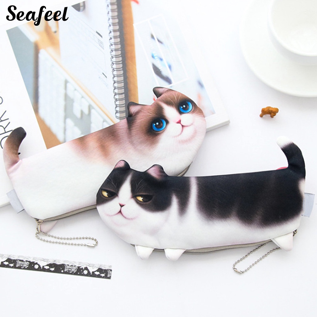 Túi Đựng Bút Sức Chứa Lớn Chống Bụi Hình Mèo Biển Dễ Thương Cho Học Sinh