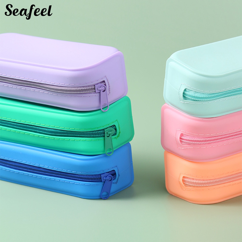 Túi Đựng Bút Bằng Silicon Mềm Chống Nước Có Khóa Kéo Cho Học Sinh