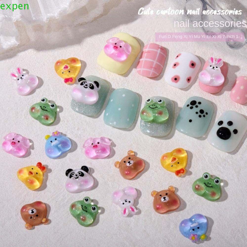 Phụ Kiện Trang Trí Móng Tay Nghệ Thuật Hình Chú Heo Hoạt Hình 3D Bằng Resin Phong Cách Nhật Bản