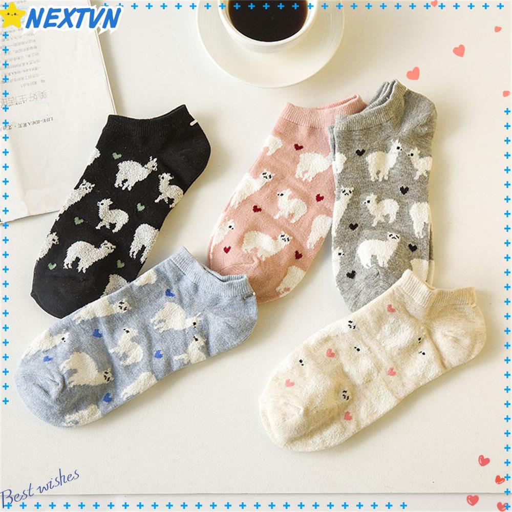 1 Đôi Tất Mềm Mại Họa Tiết Lạc Đà Alpaca Đáng Yêu Dành Cho Nữ