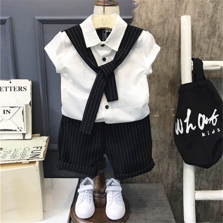 Set Đồ Mùa Hè Tay Ngắn Phong Cách Preppy Mới Cho Bé Trai 0-3 Tuổi 5-7 - 8 Tháng Tuổi
