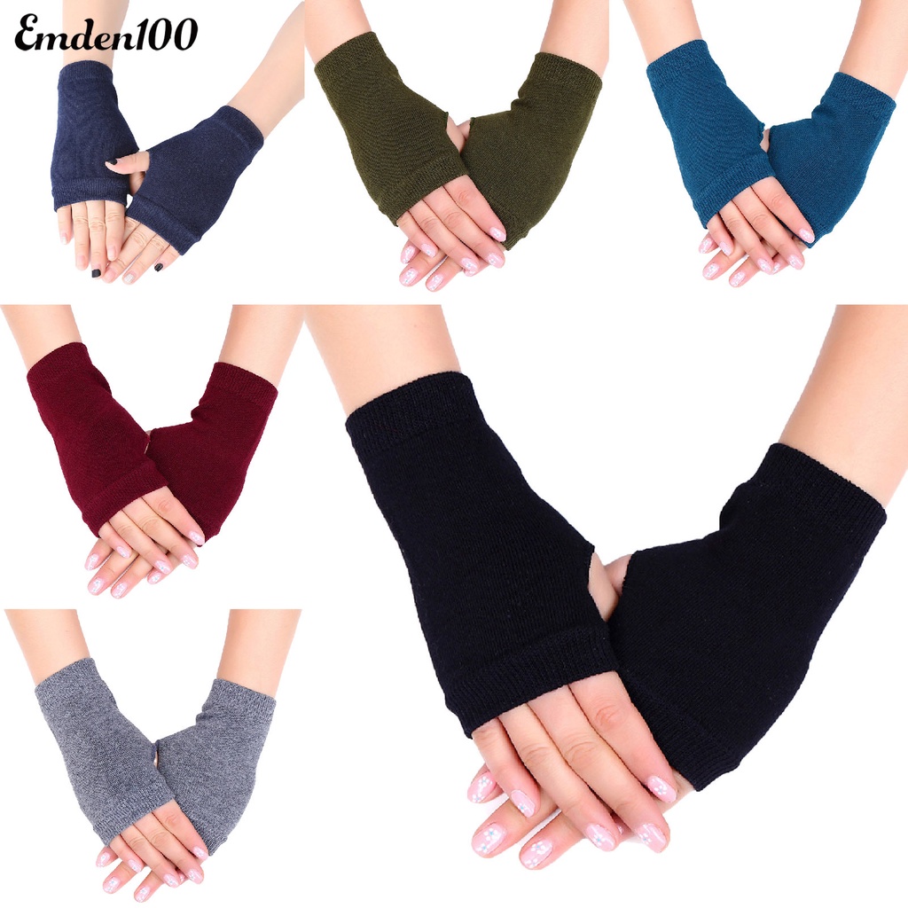 1 Đôi Găng Tay Len Ấm Áp Màu Sắc Đơn Giản