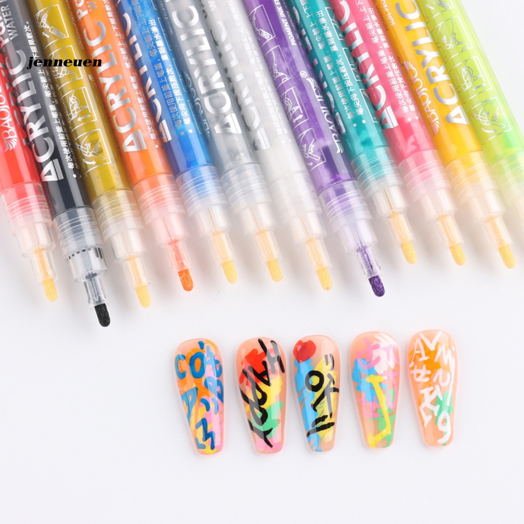 Set 12 Bút Vẽ Móng Nghệ Thuật Tái Sử Dụng Không Phai Màu