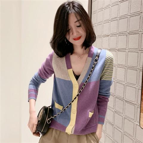Áo Khoác Cardigan Cổ Chữ V Màu Sắc Thời Trang Phong Cách Hàn Quốc Cho Nữ