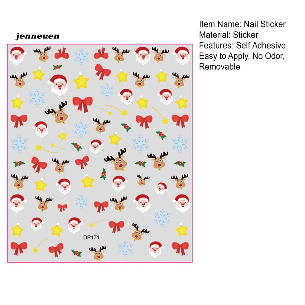 Miếng Dán Móng Tay Chủ Đề Giáng Sinh Hoạt Hình Dễ Sử Dụng