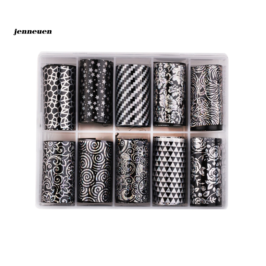 Hộp 10 Miếng Dán Trang Trí Móng Tay Nghệ Thuật Mịn Màng Không Phai Màu