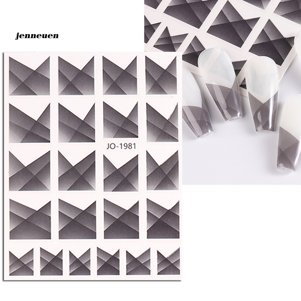 Nhãn Dán Móng Tay Nhiều Màu Sắc Họa Tiết Hình Học Siêu Mỏng