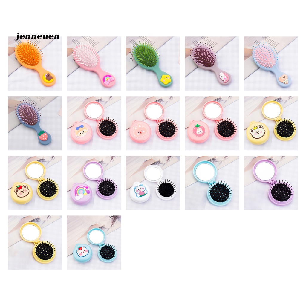 Jen Lược Nhựa Dạng Túi Khí Gập Tích Hợp Gương Trang Điểm Đẹp Mắt