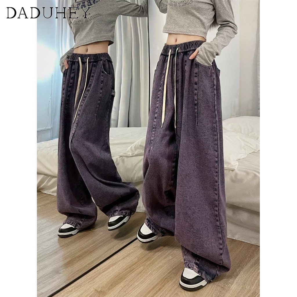 DaDuHey New American Ins High Street Retro Jeans Niche High Waist Wide Leg Pants Large Size Trousers