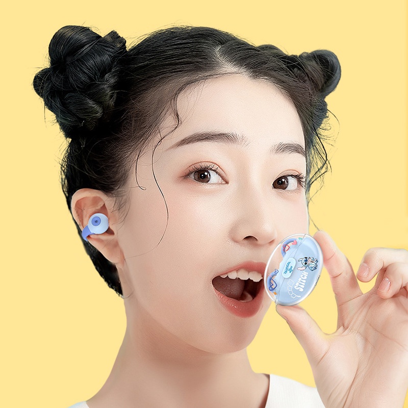 Tai Nghe Không Dây Bluetooth 5.3 XD06 Dạng Kẹp Trong Suốt Hình Disney Dễ Thương Giảm Tiếng Ồn Hình Gấu Dâu Tây Gấu Lotso Mickey Minnie Stitch Thiên Thần Pin