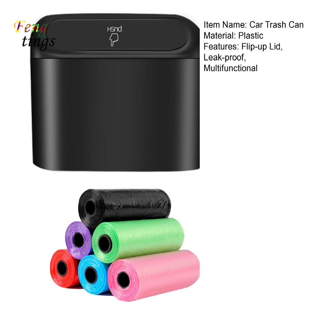 Thùng Rác Nắp Lật Màu Đen Dạng Kẹp Tháo Rời Được Đa Năng Dành Cho Xe Hơi