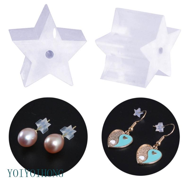 Set 50 Nút Chặn Bông Tai Bằng Silicon Hình Ngôi Sao / Trái Tim