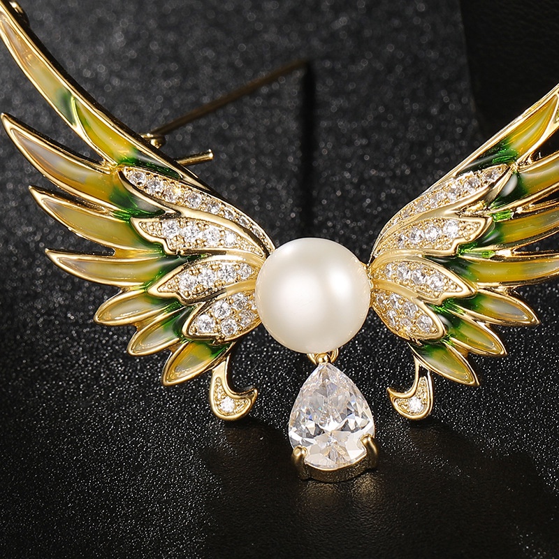 Ghim Cài Áo Hình Giọt Nước Đính Ngọc Trai Tự Nhiên Cao Cấp