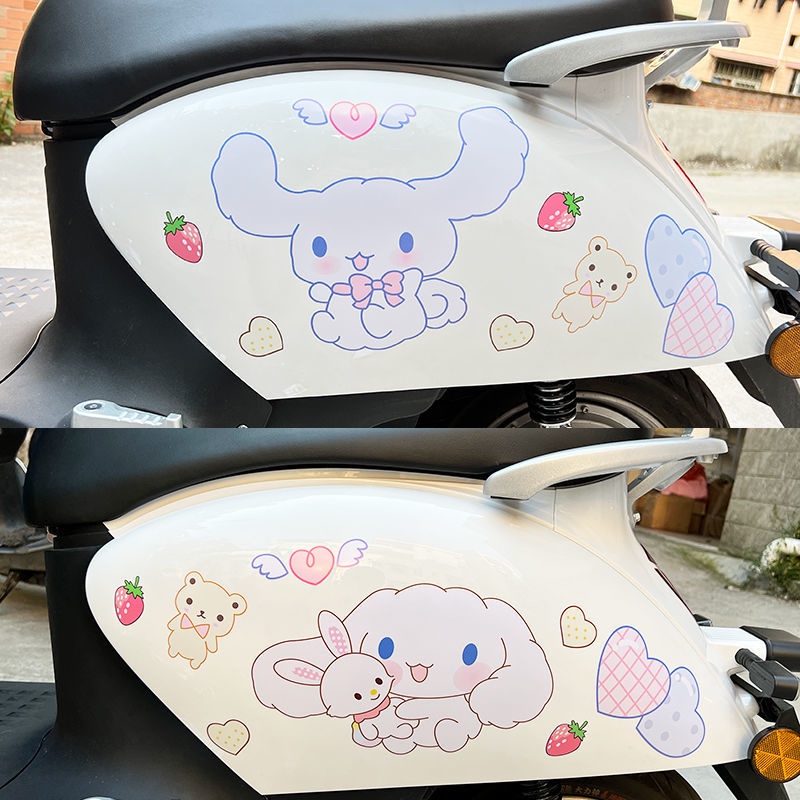 Miếng Dán Trang Trí Xe Điện Chống Trầy Xước Họa Tiết Chú Chó Cinnamon Hoạt Hình Dễ Thương