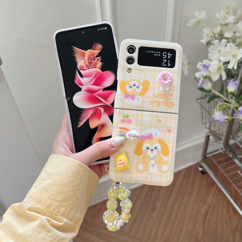 Ốp Điện Thoại Hình Vịt Và Hoa 3D Kèm Dây Móc Xỏ Ngón Chống Rơi Cho Samsung Galaxy Z Flip 3 Z Flip 4
