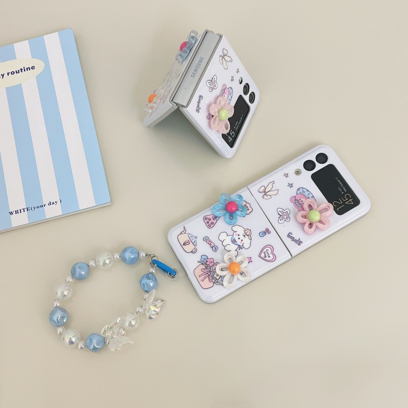 Ốp Điện Thoại Hình Vịt Và Hoa 3D Kèm Dây Móc Xỏ Ngón Chống Rơi Cho Samsung Galaxy Z Flip 3 Z Flip 4