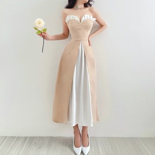 Đầm cúp ngực xẻ tà midi Emilyshop (TX)