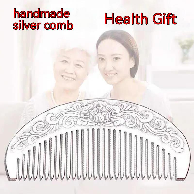 Lược Chải Tóc Bằng Bạc Sterling Hình Bán Nguyệt Phong Cách Hong Kong S999