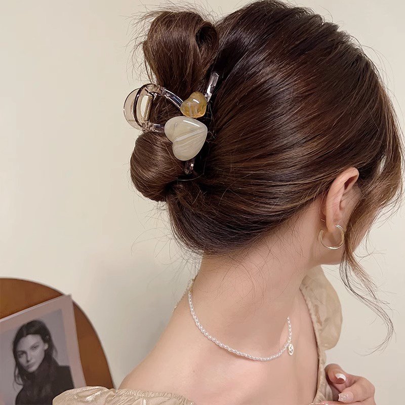 Kẹp Tóc Hình Trái Tim Màu Thạch Phong Cách Hàn Quốc Thời Trang Mùa Hè Cho Nữ