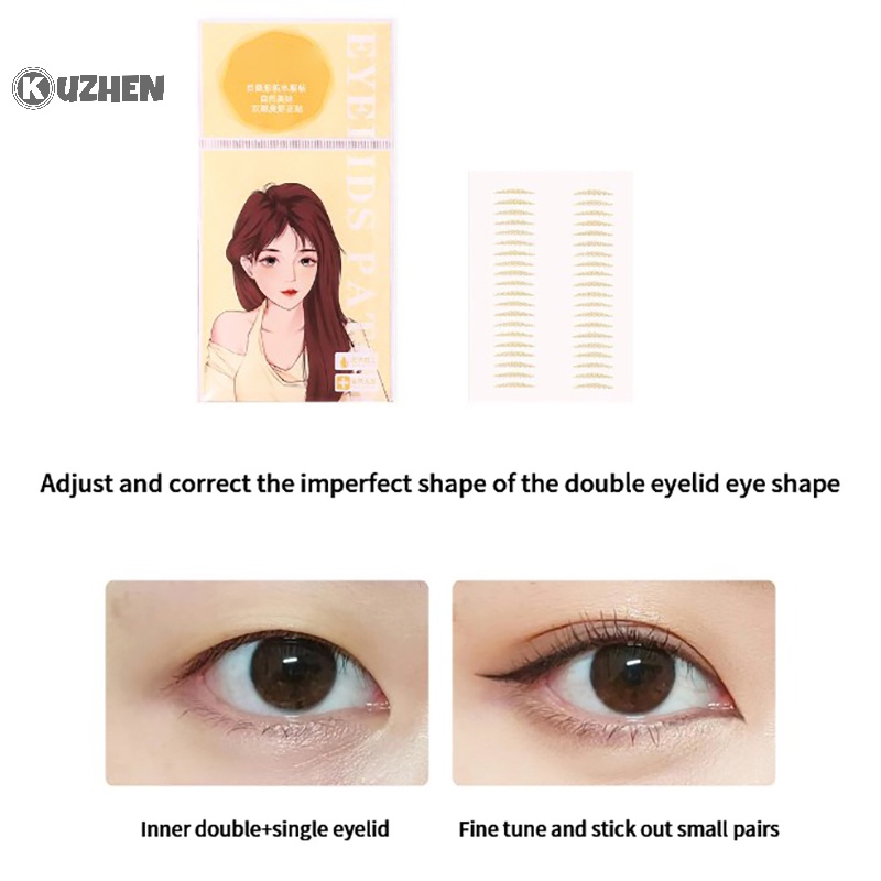 Kuzhen Set 200 Miếng Dán Tạo Mắt Hai Mí Tự Dính Vô Hình Màu Be Trong Suốt Kẻ Sọc