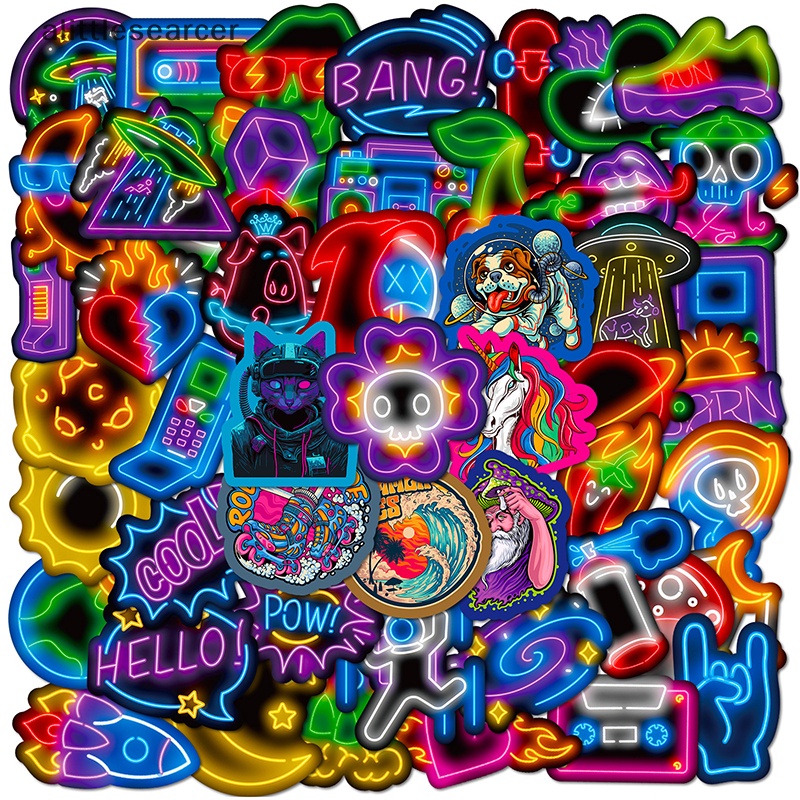 Bộ 50 Đề Can Họa Tiết Hoạt Hình Graffiti Trang Trí Vali / Laptop / Xe Hơi