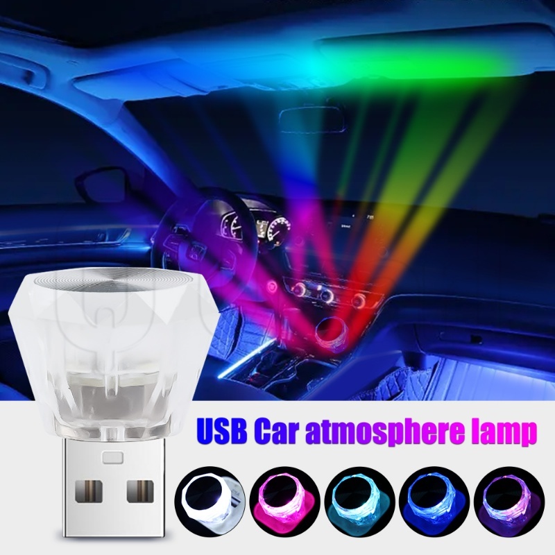Đèn LED USB Không Dây Tạo Hiệu Ứng Ánh Sáng Nhiều Màu Sắc Trang Trí Nội Thất Xe Hơi
