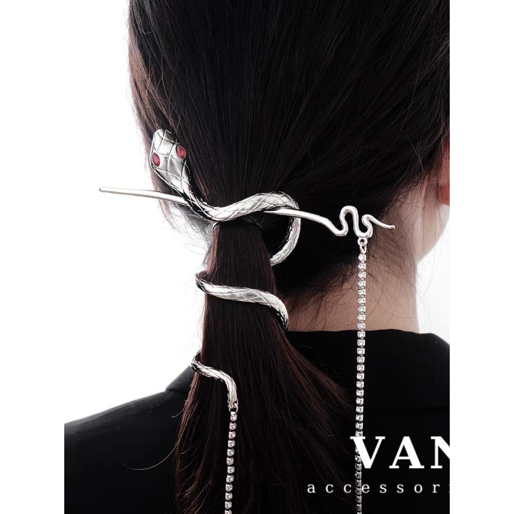 Bộ Trâm Cài Tóc Hình Con Răn Uốn Lượn Dây Đá Tua Rua - Vani Store - PKT00347