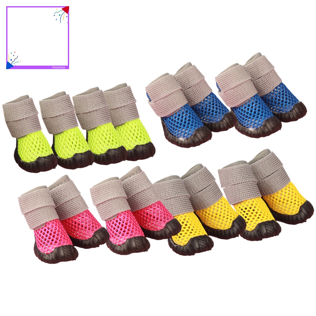 Bộ 4 Giày Bốt Đi Mưa Siêu Nhẹ Đa Năng Thời Trang Mùa Hè Cho Thú Cưng