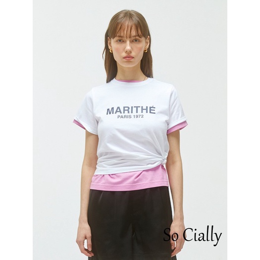 Áo Thun Ngắn Tay In LOGO Marithe Francois Thời Trang Mùa Hè Hàn Quốc