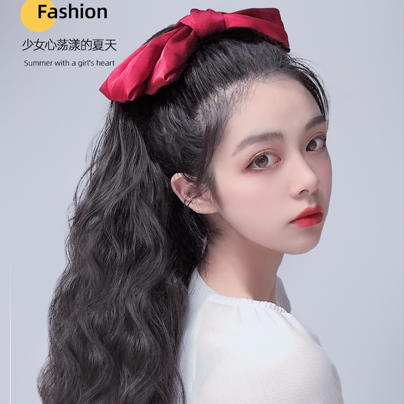 Tóc Giả Thắt Bím Đuôi Ngựa Xoăn Dài Thời Trang Cho Nữ