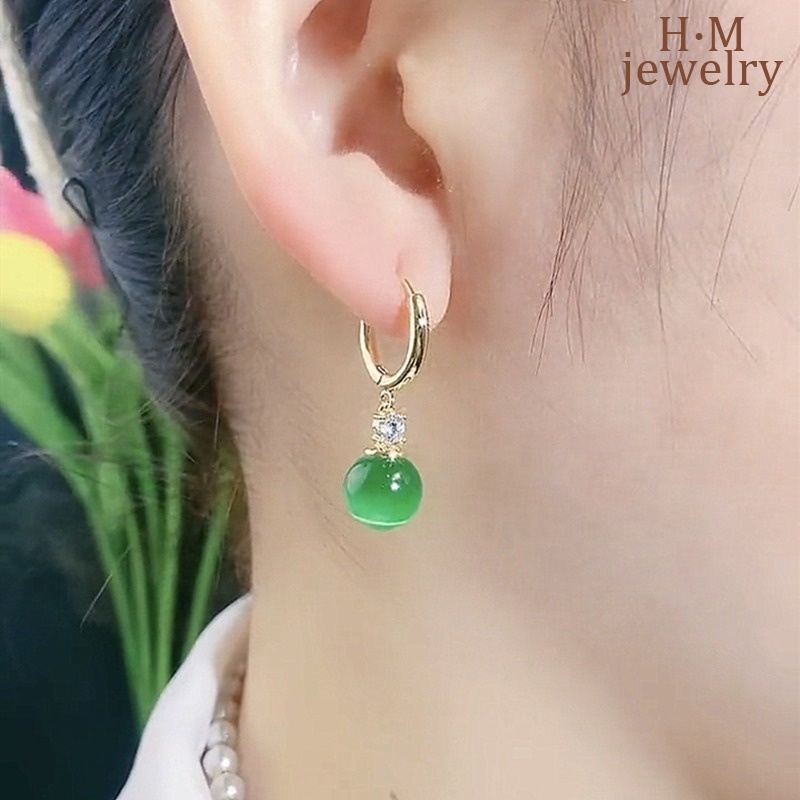 Khuyên Tai Dạng Kẹp Đính Hạt Thủy Tinh Tròn Mới Năm 2023