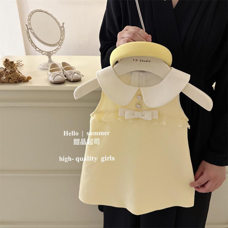 Váy cho bé gái mùa hè mới kiểu pháp búp bê cổ áo cho bé không tay váy vest