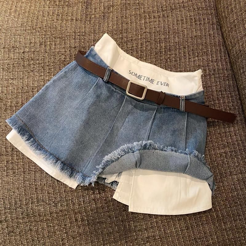 Chân Váy Denim Xếp Ly Lưng Cao Thời Trang Xuân Hè Mới Cho Nữ221821