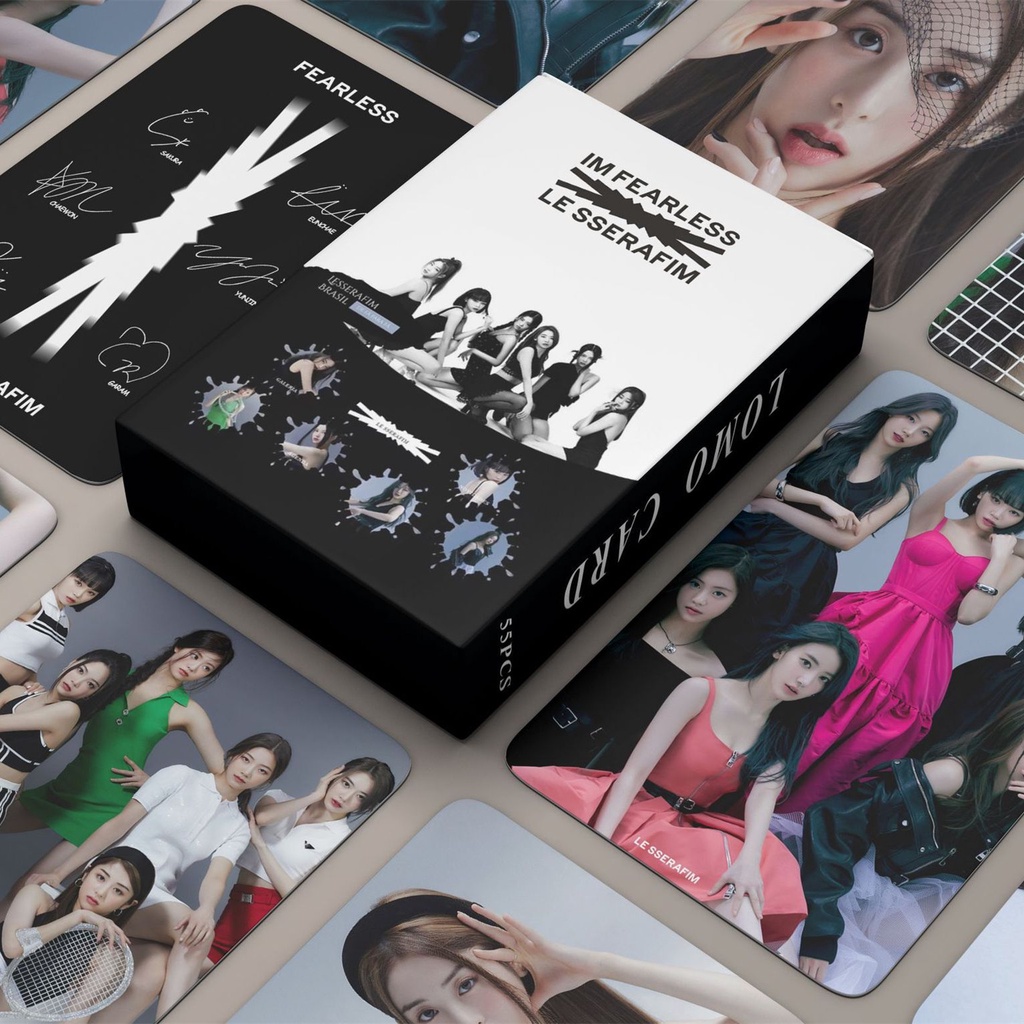 55pcs/box LE SSERAFIM FREALESS Album ANTIFRAGILE Photocards Eunchae Chaewon Sakura Kazuha Yunjin Lomo Cards Lesserafim Kpop Postcards Kpopfan store