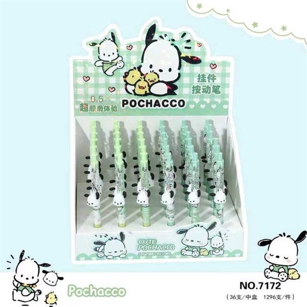 MEOWU Viết Bút Bi Nước Mực Màu Đen Bé Cún Pochacco Xanh Lá Dễ Thương