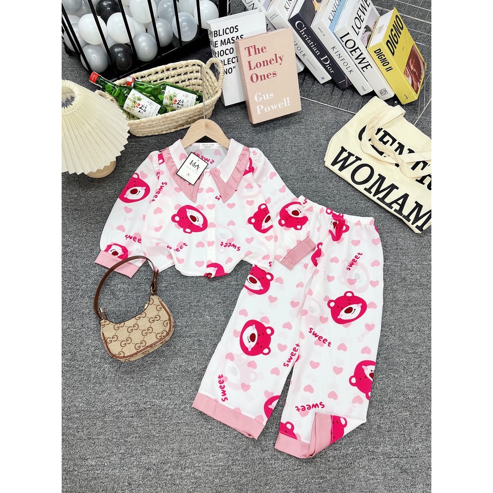 SIZE ĐẠI 16-28KG: Bộ pijama lụa dài tay mềm mại cho bé gái - BPL25