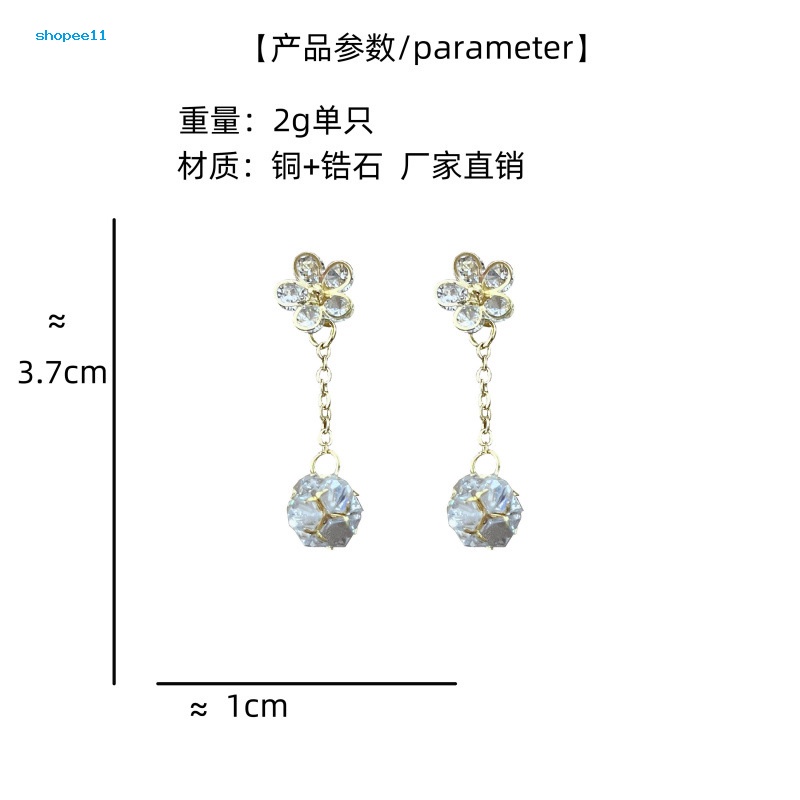 Bông Tai Hình Hoa Đính Đá Zircon Lấp Lánh Thanh Lịch