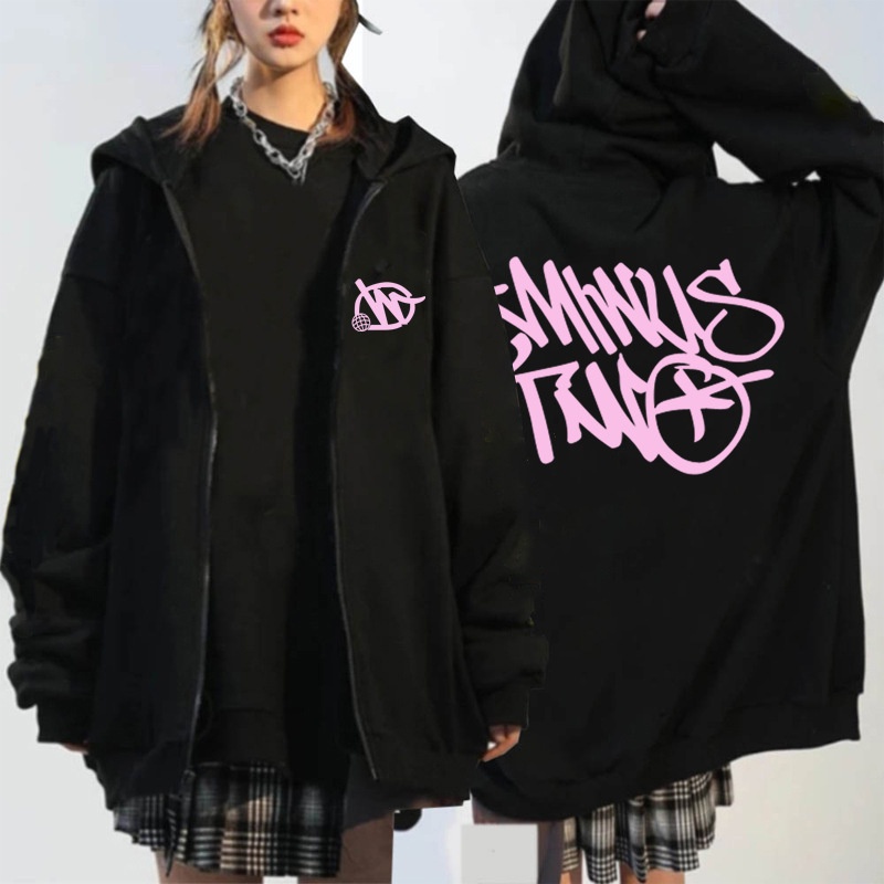 Áo Khoác Hoodie Có Khóa Kéo Minus Two Y2K In Họa Tiết Đường Phố harajuku Dành Cho Nam Nữ