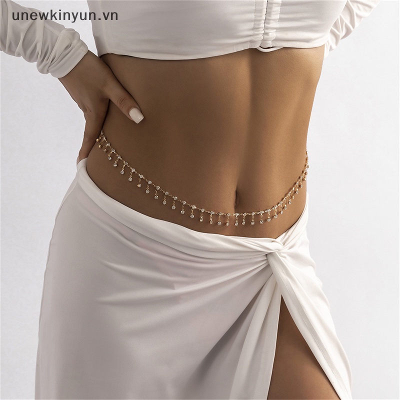 Dây Xích Đeo Hông Đính Đá Zircon Phối Tua Rua Thời Trang Cho Nữ
