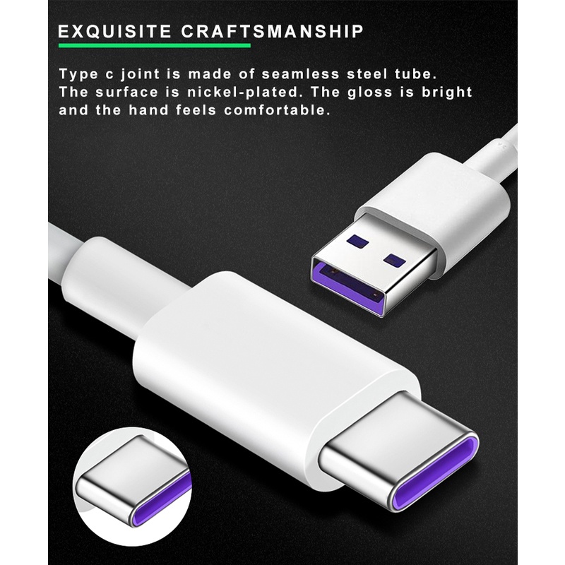 Dây Cáp Sạc Nhanh Type-C USB-C Cho Huawei Nova 5T 7i 7 SE Mate 20 30 P30 P40 Pro P20 Lite Y9 Prime 2019 5A