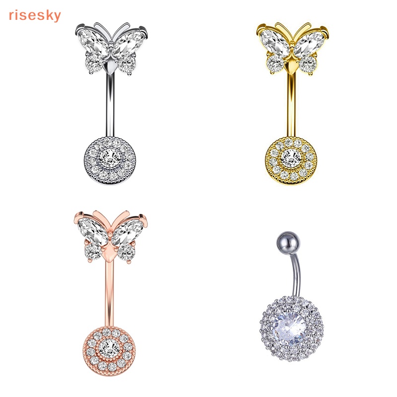 Khuyên Rốn Hình Bướm Đính Đá Zircon Thời Trang Cho Nữ