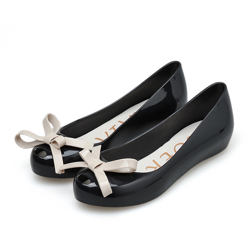 Gi y nh n Giày Thạch Đế Phẳng Cao Trong Suốt Thắt Nơ Phong Cách Hàn Quốc Mùa Hè Cho Nữ FAM9