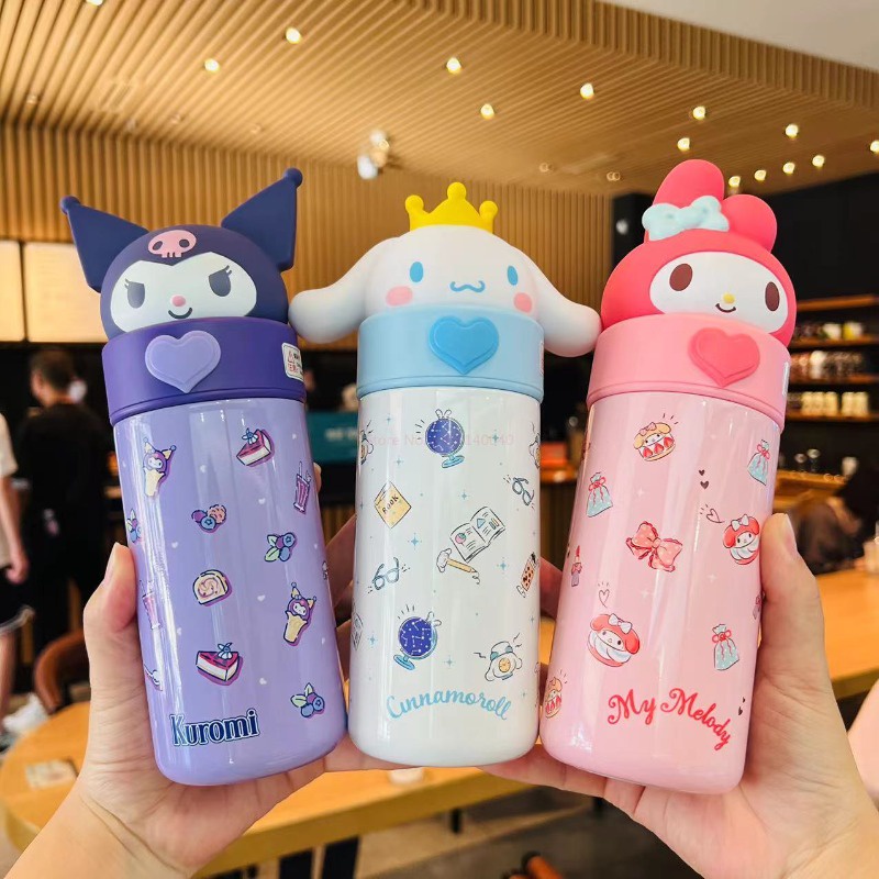 SANRIO Bình Nước Giữ Nhiệt Bằng Thép Không Gỉ Di Động Họa Tiết Hoạt Hình Melody Kuromi Cho Học Sinh