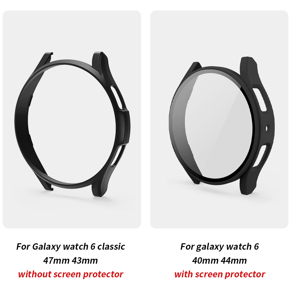 Ốp Bảo Vệ Bằng PC Cứng + Kính Cường Lực Cho Đồng Hồ Thông Minh Samsung Galaxy Watch 6 / 5 / 4 40mm 44mm 6 Classic 47mm 43mm