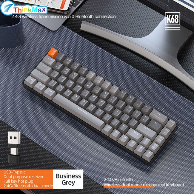 Bàn PhíM Cơ Gaming K68 Bluetooth 5.0, Chế Độ KéP 2.4G Cho ĐiệN ThoạI / MáY TíNh