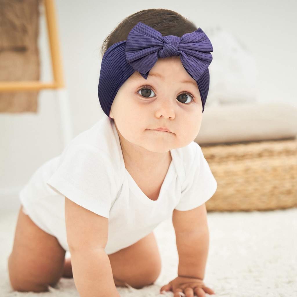 1 Băng Đô Vải Cotton Mềm Đính Nơ Dễ Thương Cho Bé Gái Sơ Sinh