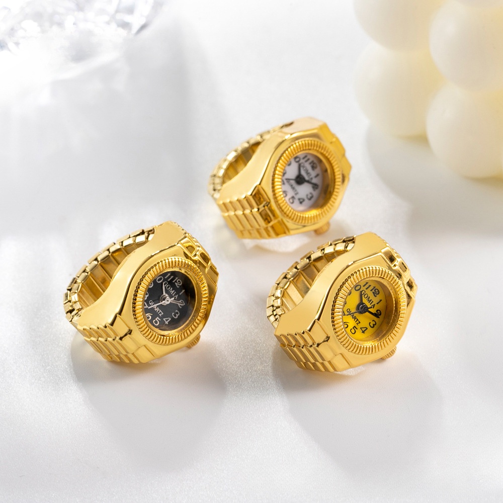 Nhẫn Đồng Hồ Hình Bát Giác Mạ Vàng Phong Cách Retro Thời Trang